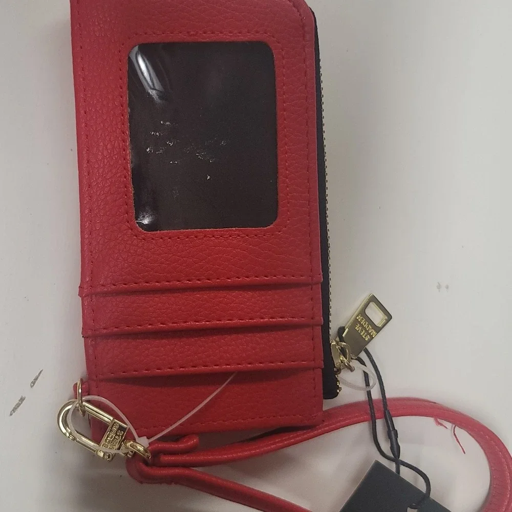 Steve Madden Red‎ Card Holder Wallet Wristlet Zip Coin Purse NWT